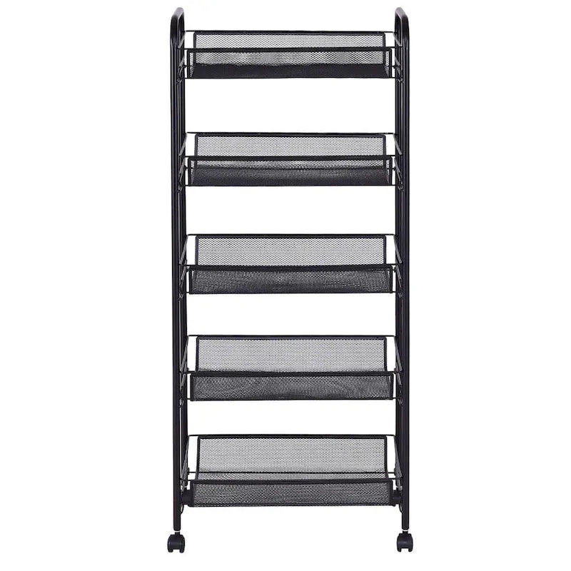 5-Tier Steel Storage Cart with Swivel Wheels