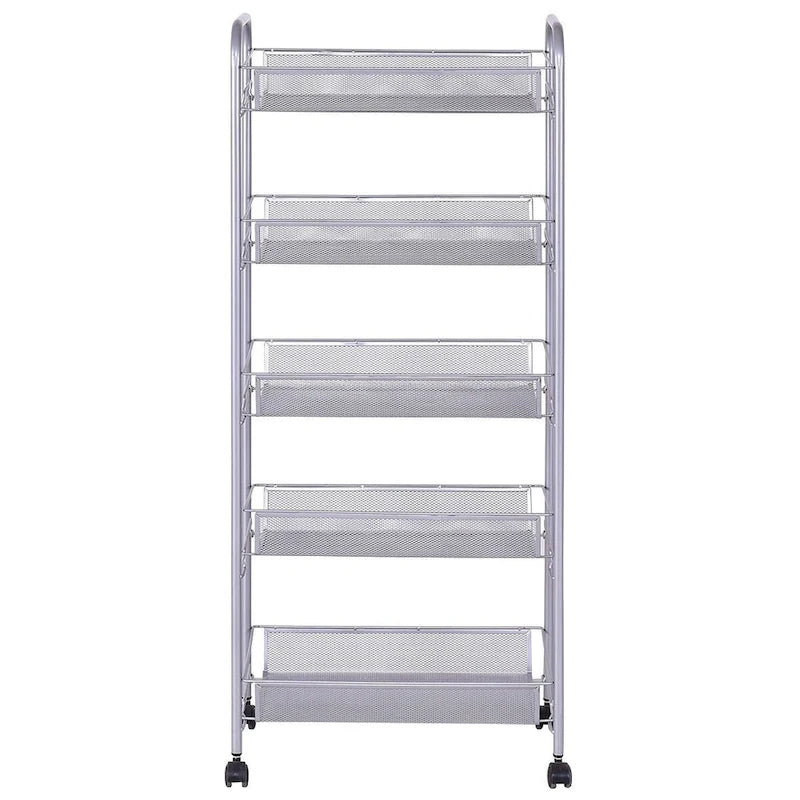 5-Tier Steel Storage Cart with Swivel Wheels