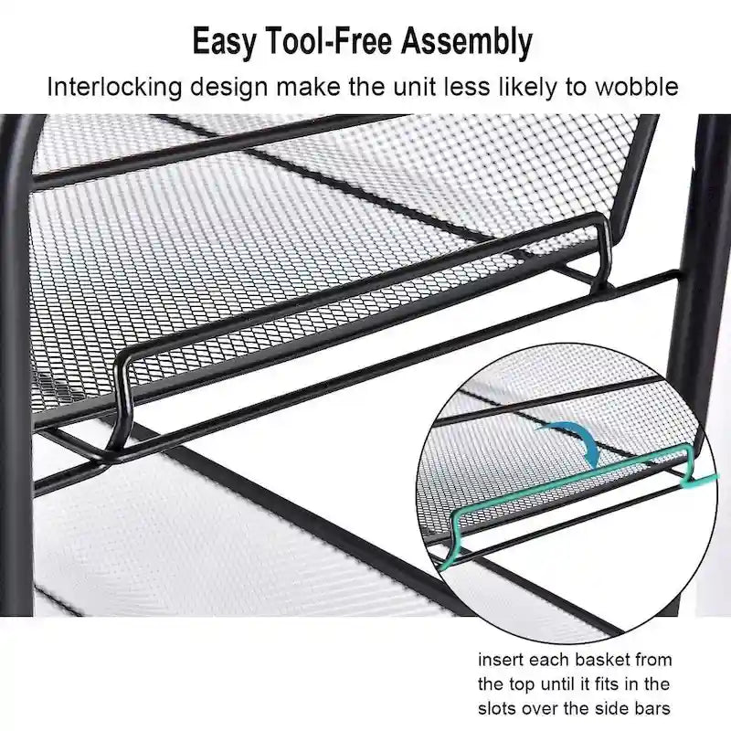 5-Tier Steel Storage Cart with Swivel Wheels