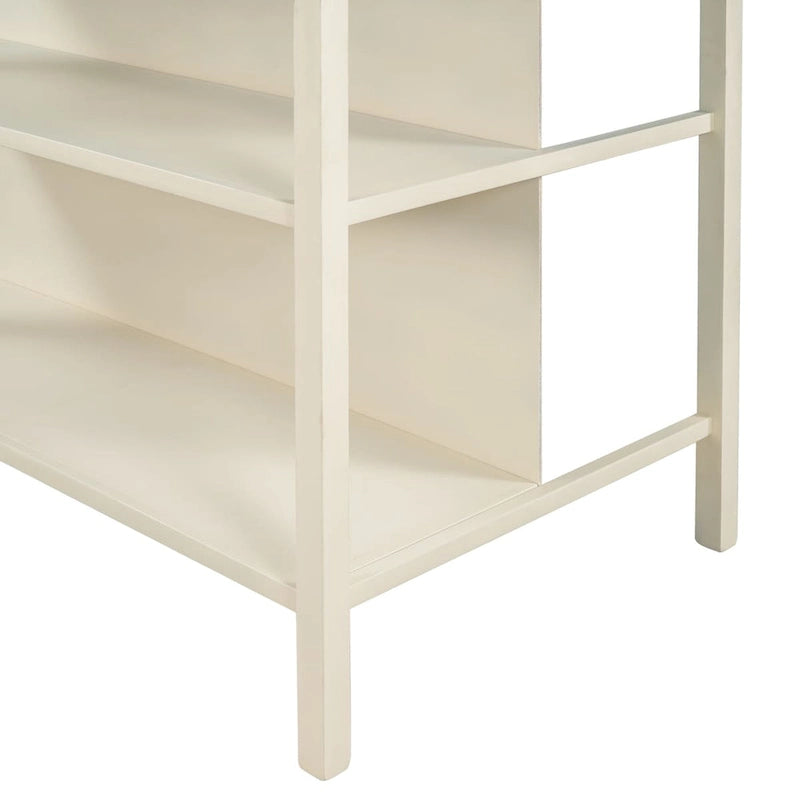 45-Inch Rubberwood Kitchen Island with 2 Open Shelves