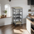 Rolling Kitchen Cart with Drawer and Removable Serving Trays