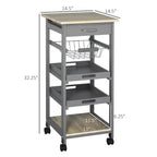 Rolling Kitchen Cart with Drawer and Removable Serving Trays