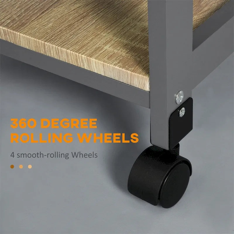 Rolling Kitchen Cart with Drawer and Removable Serving Trays