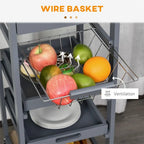 Rolling Kitchen Cart with Drawer and Removable Serving Trays