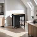 Rolling Kitchen Island Cart with Storage and Solid Wood Top