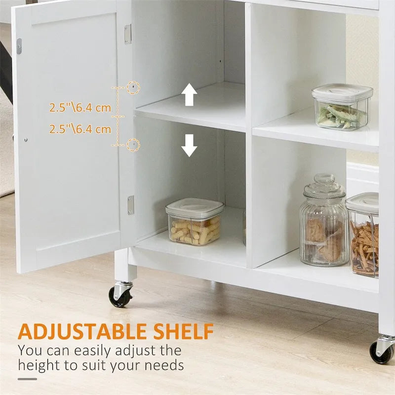 Rolling Kitchen Island Cart with Storage and Solid Wood Top