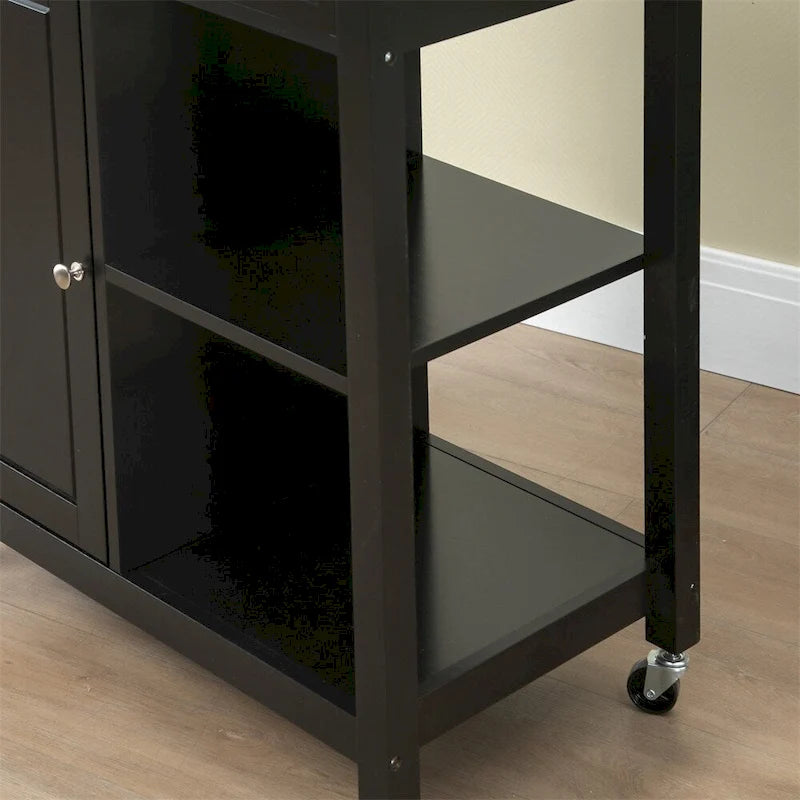 Rolling Kitchen Island Cart with Storage and Solid Wood Top