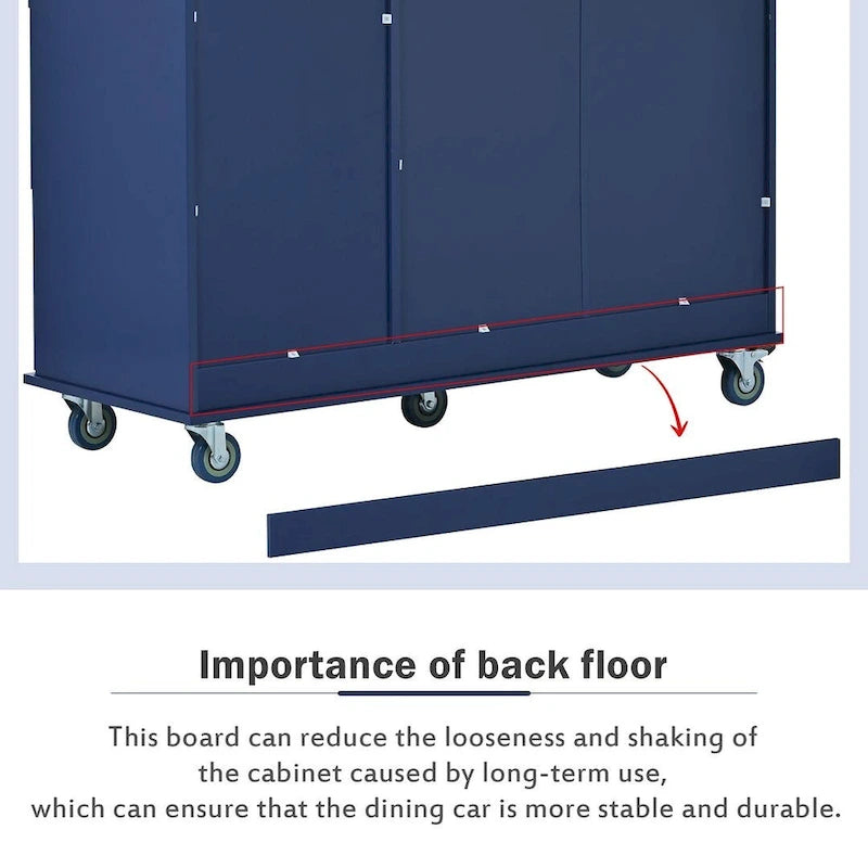 Rolling Kitchen Island with Drop Leaf, 3 Drawers and 2 Doors