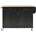Kitchen Island Cart with Solid Wood Top and Locking Wheels
