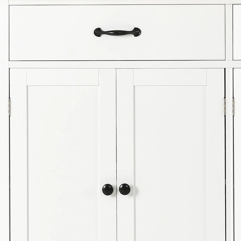 Wooden Kitchen Island Cart with Drawers and Cabinets