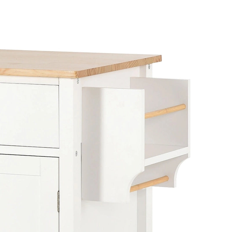 Wooden Kitchen Island Cart with Drawers and Cabinets