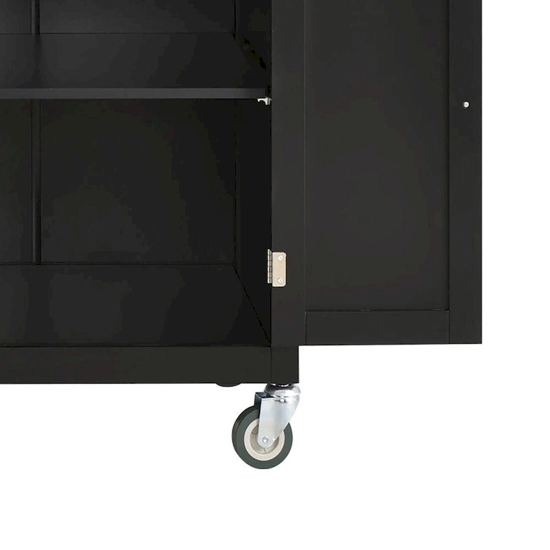 Wooden Kitchen Island Cart with Drawers and Cabinets