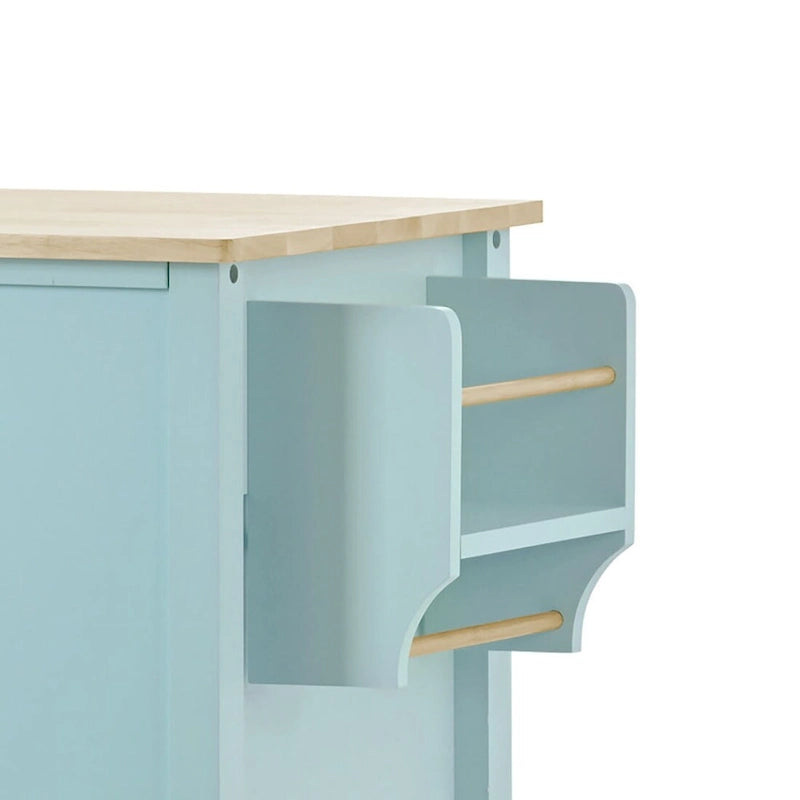 Wooden Kitchen Island Cart with Drawers and Cabinets