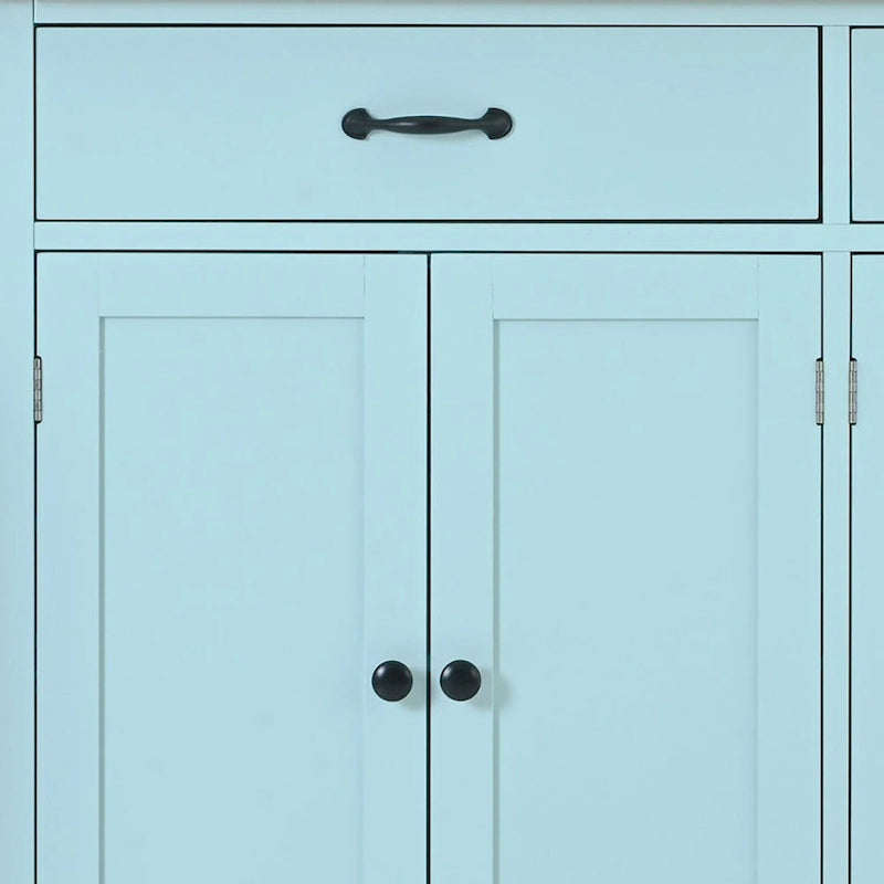 Wooden Kitchen Island Cart with Drawers and Cabinets
