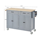 Kücheninselwagen aus Holz mit Schubladen und Schränken