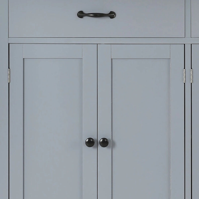 Wooden Kitchen Island Cart with Drawers and Cabinets
