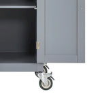 Kücheninselwagen aus Holz mit Schubladen und Schränken