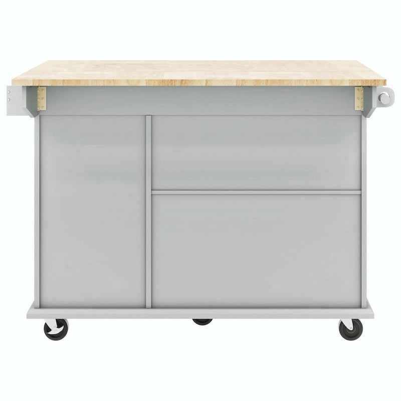 Rolling Kitchen Cart with Drop Leaf and Pull-Out Storage