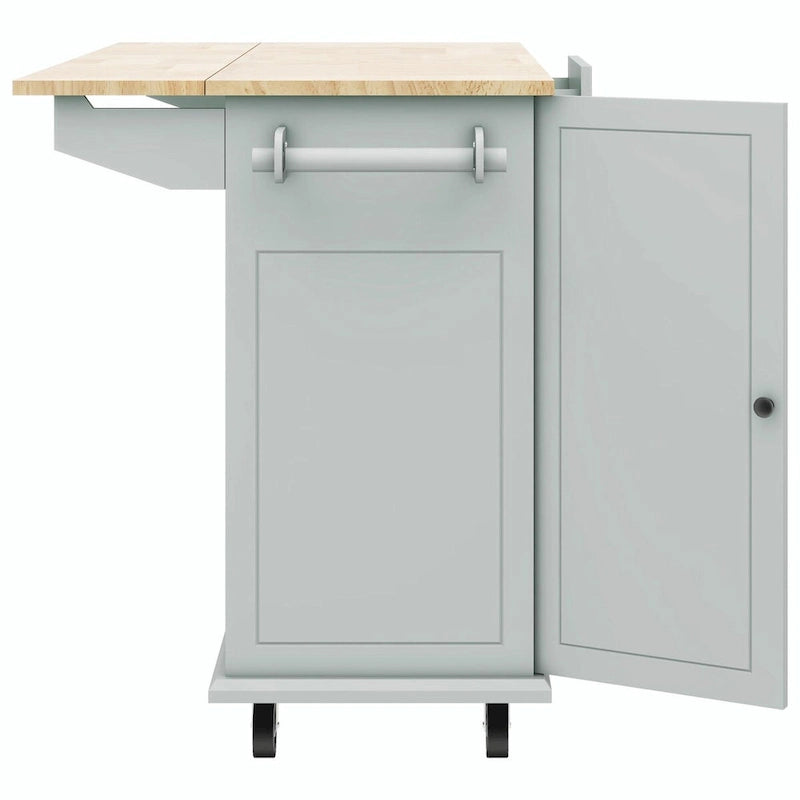 Rolling Kitchen Cart with Drop Leaf and Pull-Out Storage