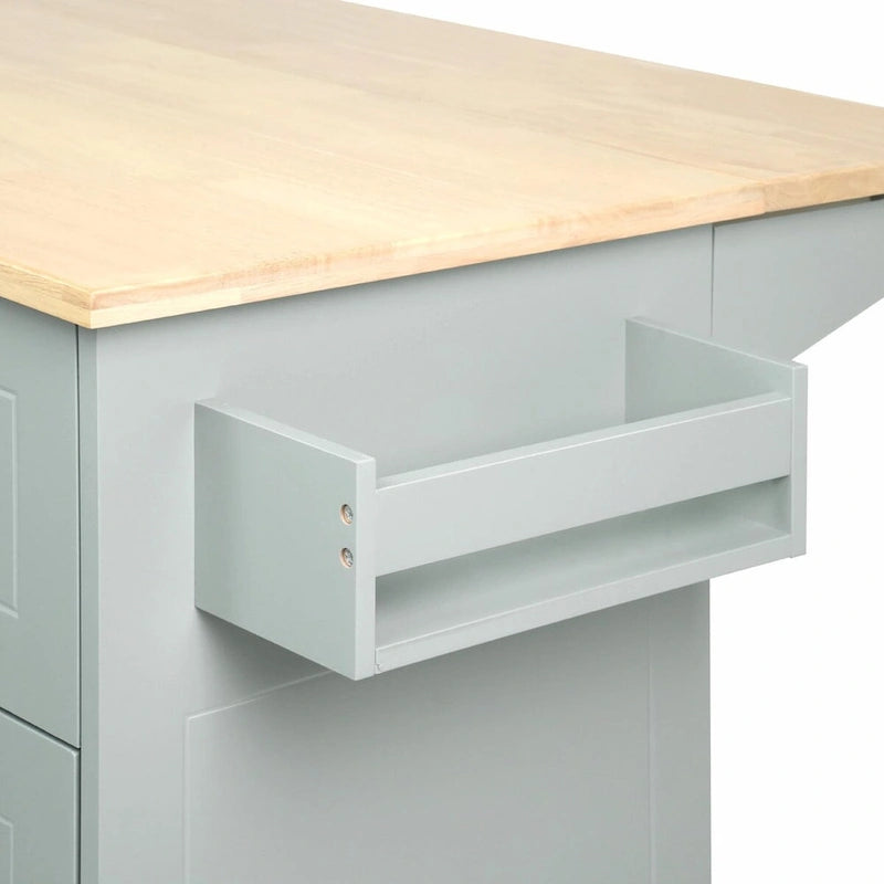Rolling Kitchen Cart with Drop Leaf and Pull-Out Storage