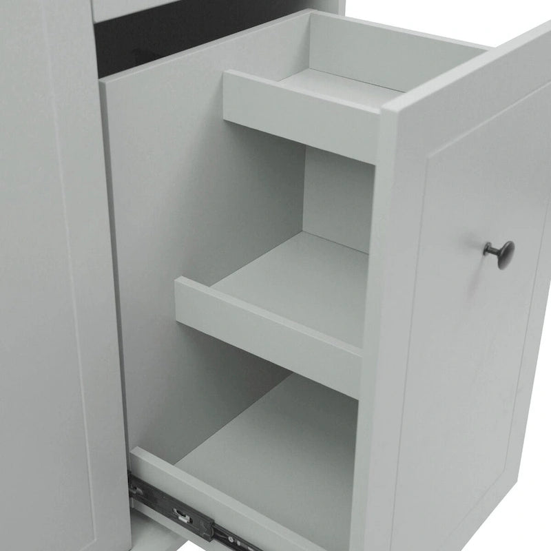 Rolling Kitchen Cart with Drop Leaf and Pull-Out Storage