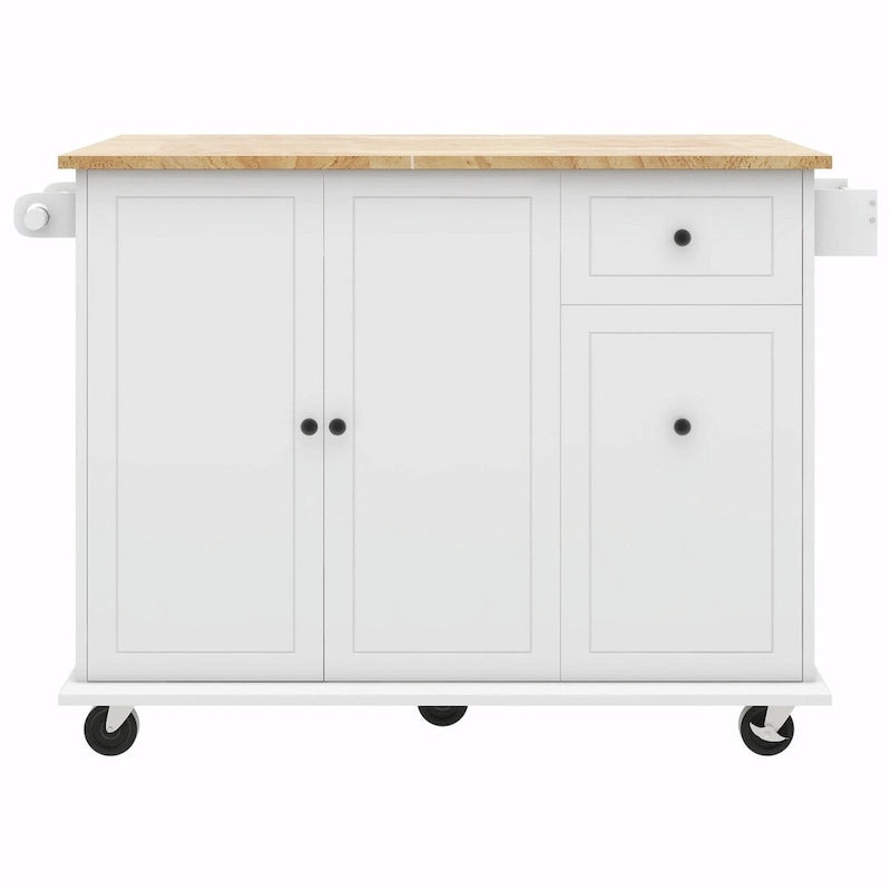 Rolling Kitchen Cart with Drop Leaf and Pull-Out Storage
