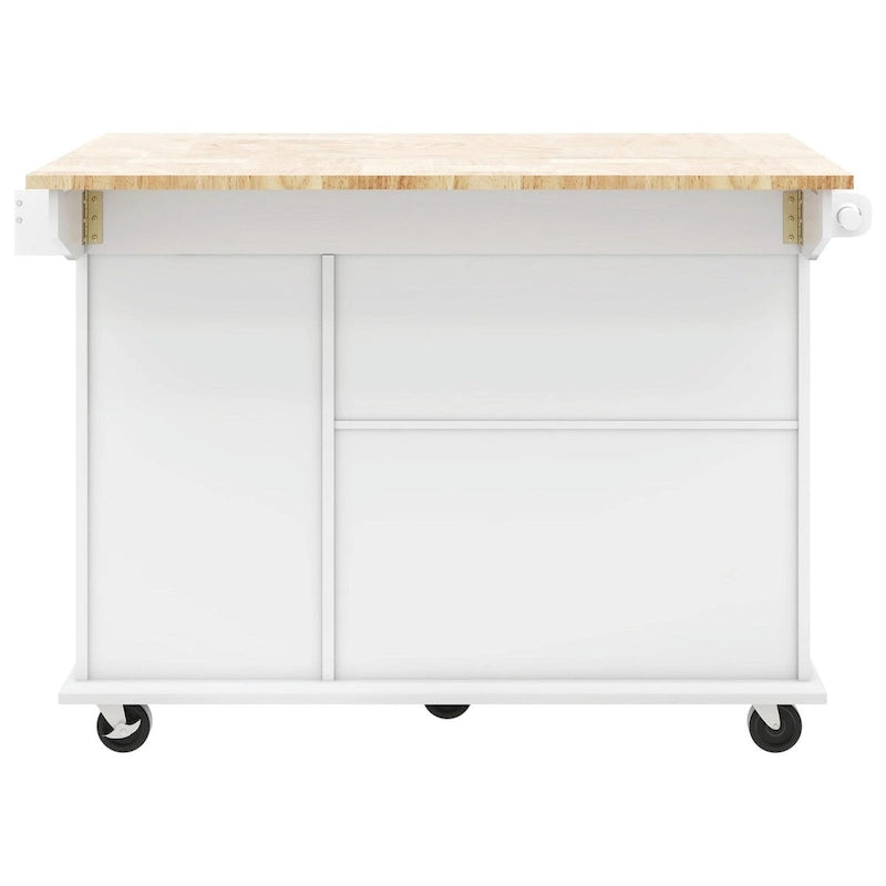 Rolling Kitchen Cart with Drop Leaf and Pull-Out Storage