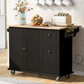 53.9-Inch Rolling Kitchen Island with Drop-Leaf Top and Pull-Out Storage