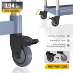 Carrinho utilitário cinzento com 3 níveis, rodas e capacidade de 390 lb