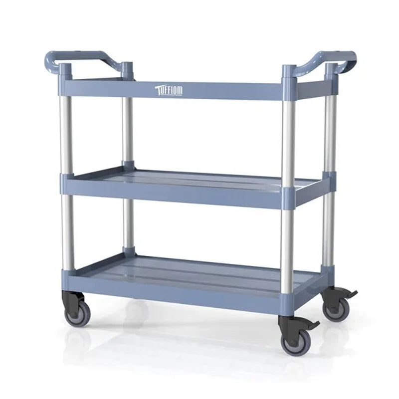 3-Tier Gray Utility Cart with Wheels, 390 lb Capacity