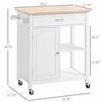 Carrito isla de cocina con ruedas, superficie de caucho y almacenamiento