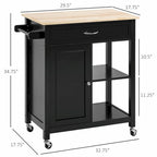 Carrito isla de cocina con ruedas, superficie de caucho y almacenamiento