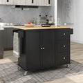 Rolling Kitchen Island with Solid Wood Top and Drop Leaf