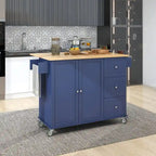 Isla de cocina con ruedas, superficie de madera maciza y ala abatible
