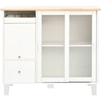 Carrito de cocina con ruedas, superficie abatible de madera de caucho y almacenamiento