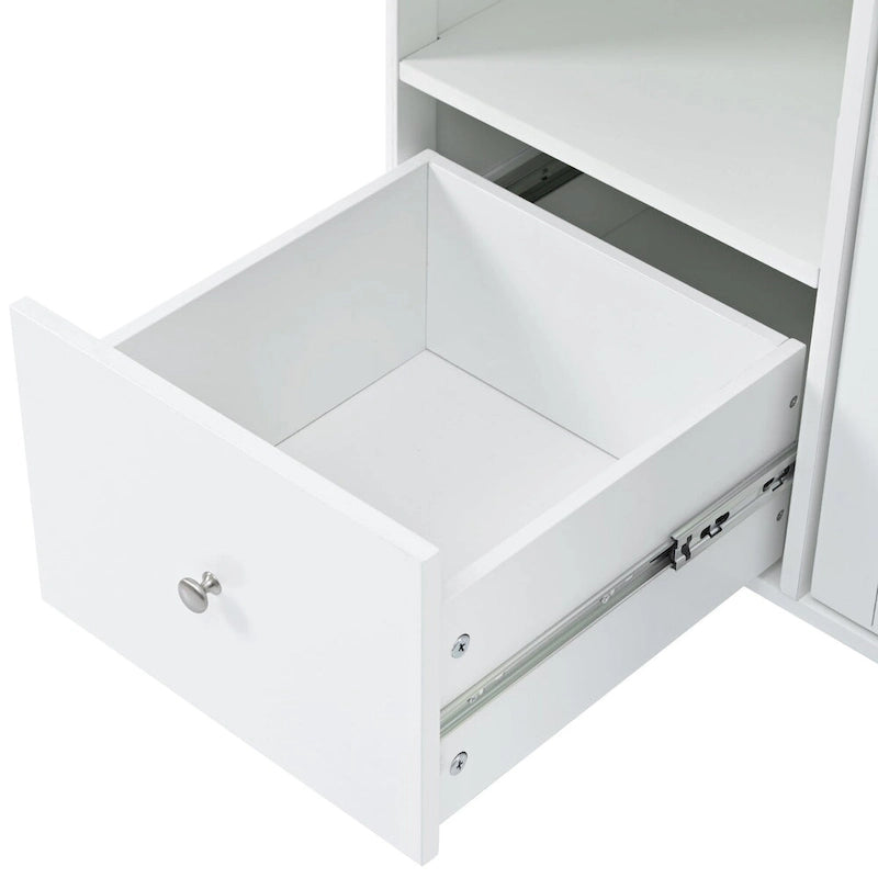Rolling Kitchen Cart with Rubberwood Drop-Leaf Top and Storage