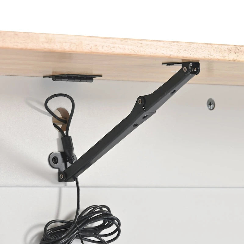 Rolling Kitchen Cart with Rubberwood Drop-Leaf Top and Storage