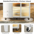 Carrito de cocina con ruedas, superficie abatible de madera de caucho y almacenamiento