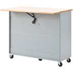 Carrito de cocina con ruedas, superficie abatible de madera de caucho y almacenamiento