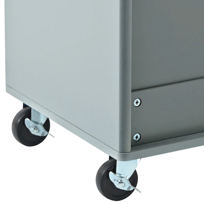 Rolling Kitchen Cart with Rubberwood Drop-Leaf Top and Storage
