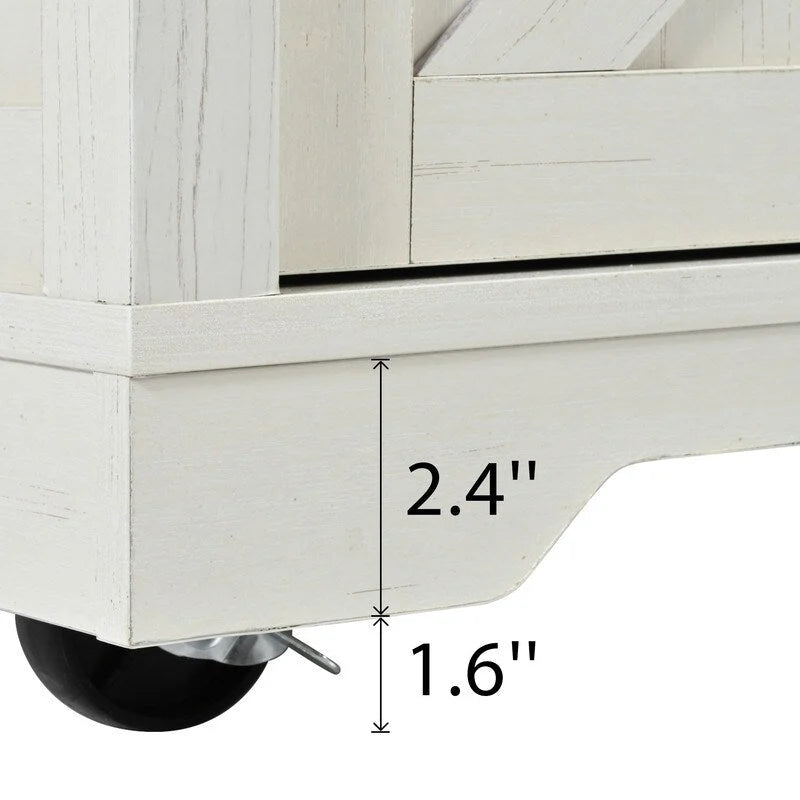 Rolling Farmhouse Kitchen Island with Drop Leaf and Power Outlets