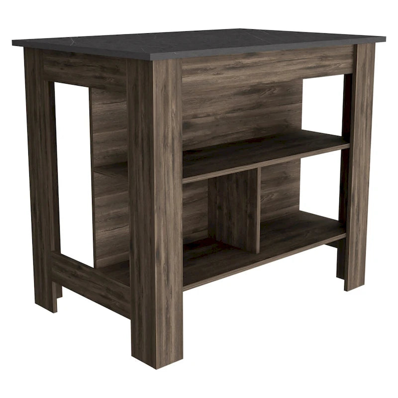 3-Shelf Kitchen Island in Dark Brown