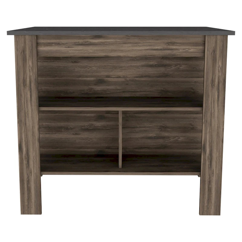 3-Shelf Kitchen Island in Dark Brown