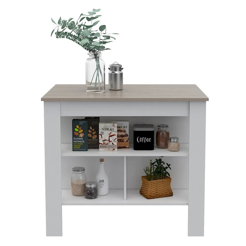 3-Shelf Kitchen Island in Dark Brown