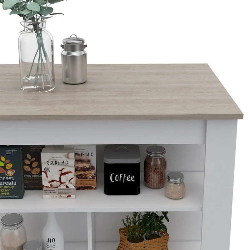 3-Shelf Kitchen Island in Dark Brown
