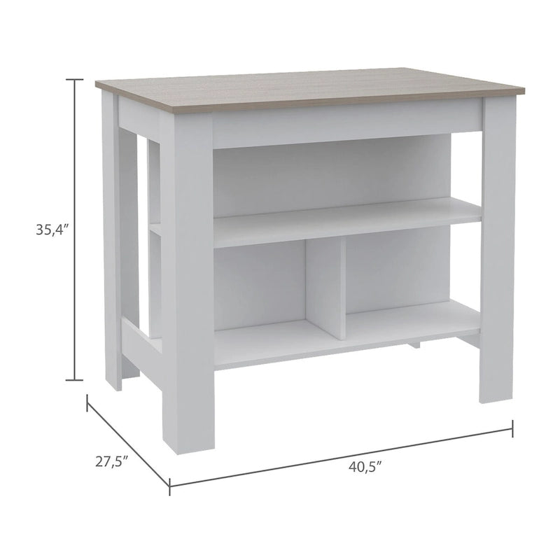 3-Shelf Kitchen Island in Dark Brown