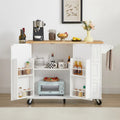 Rolling Kitchen Island with Drop-Leaf Countertop