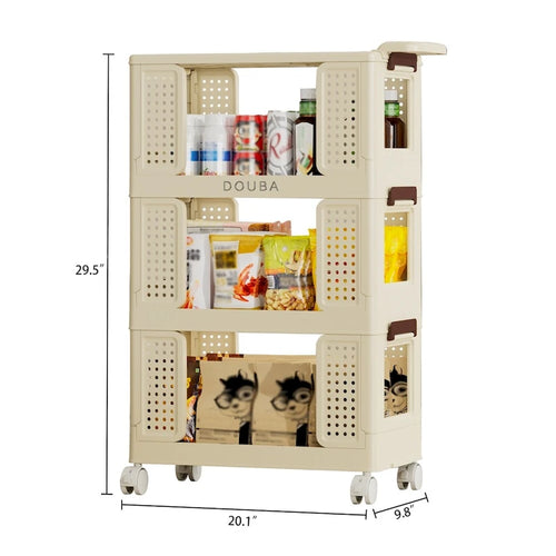 3-Tier Rolling Storage Cart with Locking Wheels