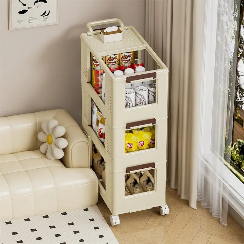 3-Tier Rolling Storage Cart with Locking Wheels