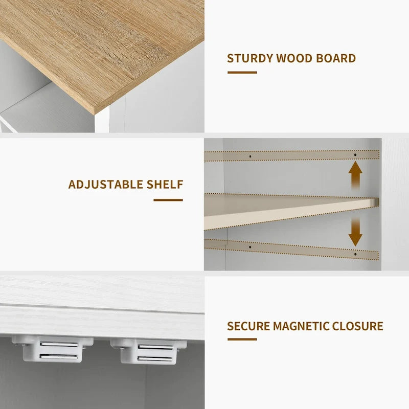 Rolling Kitchen Island Cart with Drawer and Storage Shelves